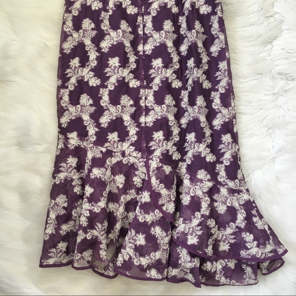 Nanette Lepore Purple Floral Lace Formal Midi Dress - Picture 6 of 8
